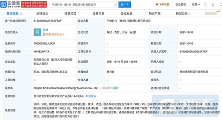 宁德时代投资10亿元成立新能源材料公司，深化产业战略布局